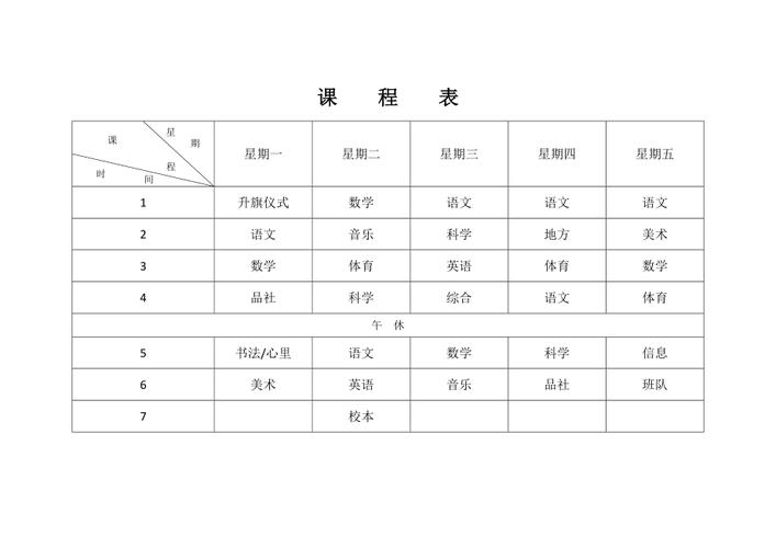 课程表word模板(课程表word怎么做)
