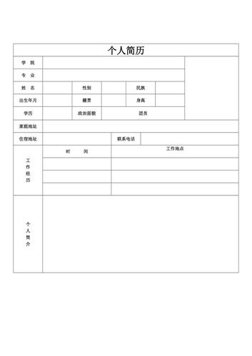 标准的个人简历表格(个人简介文档模板)