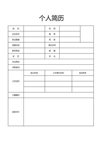 普通个人简历表格(简历表模板)