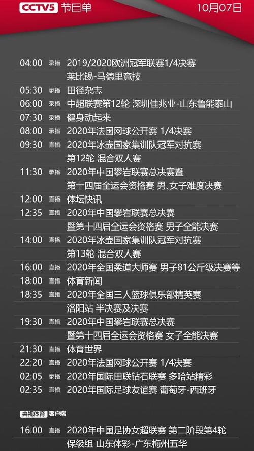 今天cctv5节目表(今天cctv5在线)