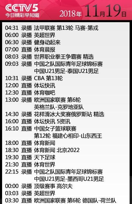 中央电视台5节目单(中央一套节目)